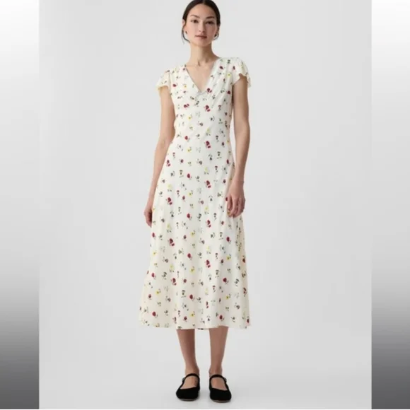 Gap x Doen Collab Floral Midi Dress Size 2 EUC - Picture 3 of 8